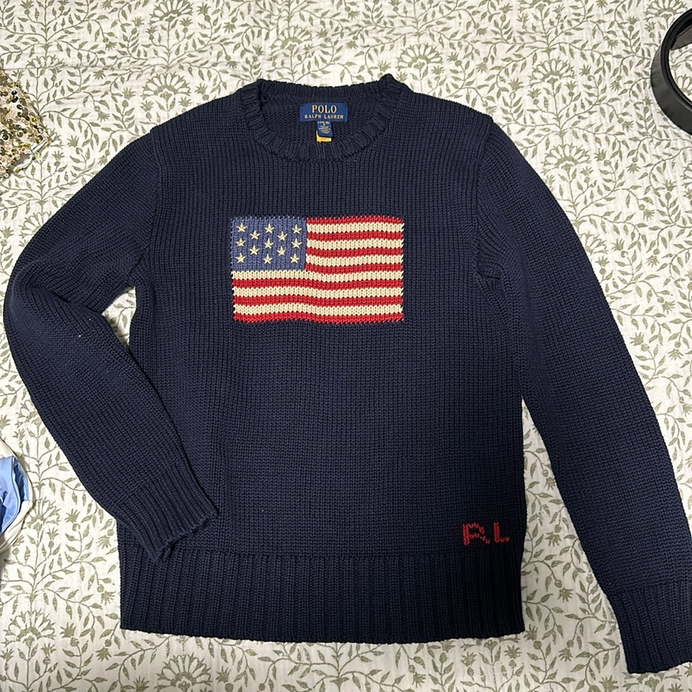 Polo Ralph Lauren Flag Cotton Crewneck Sweater youth L